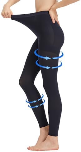 AMZAM® Medical Compression Pantyhose for Women & Men, 15-20 mmHg Graduated Compression Leggings, Opaque Footless Waist High Compression Stockings for Edema, Varicose Veins, Post Surgery,Navy Blue XXL