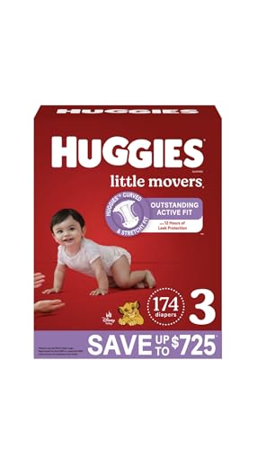 Huggies Little Movers Perfect Fitting Diapers, Sizes: 3-7 (3, 174, Count)