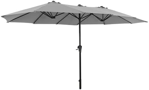 SUPERJARE 13FT Outdoor Umbrella for Patio, Double sided Pool Umbrellas with Fade Resistant Canopy, Large Table Umbrella for Deck, Market, Backyard - Gray