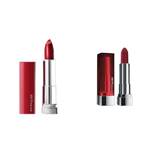 MAYBELLINE Color Sensational Made for All Lipstick, Ruby For Me Red, 1 Count + Color Sensational Matte Finish Lipstick, Divine Wine, 1 Count