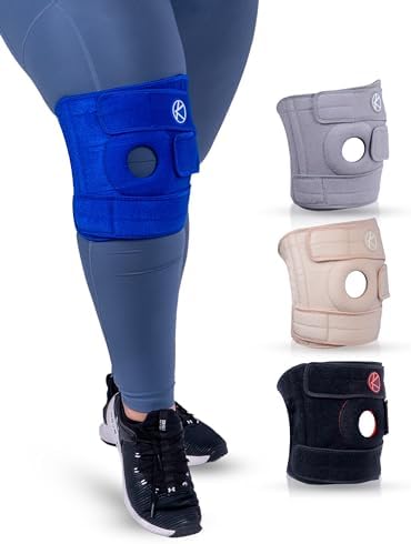 KARM Plus Size Knee Brace for Women & Men Plus Size - Adjustable Knee Support Brace for Meniscus Tear, Arthritis Pain, Compression with Side Stabilizers - Obese People (XL/XXL/3XL Blue)