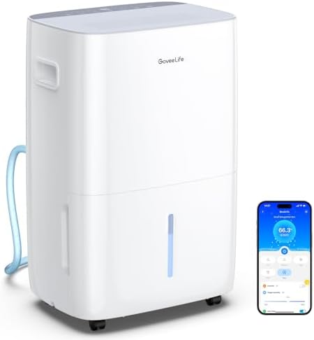 GoveeLife Dehumidifier for Home 4,500 Sq.Ft, 50 to 137 Pint Smart Auto Humidity Control, Drain Hose, 2.0Gal Bucket, Compressor Dehumidifiers for Basement with Auto Shut Off, Bathroom, Bedroom, Garage