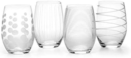 Mikasa Cheers Stemless Wine Glasses, Set of 4, 17-Ounce Clear Glasses, Durable and Elegant, Perfect for Red or White Wine, Dishwasher Safe