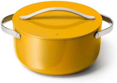 Caraway Nonstick Ceramic Dutch Oven Pot with Lid (6.5 qt, 10.5") - Non Toxic, PTFE & PFOA Free - Oven Safe & Compatible with All Stovetops (Gas, Electric & Induction) - Marigold