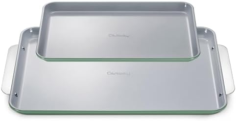 Caraway Non-Stick Ceramic Baking Sheet Duo - Naturally Slick Ceramic Coating - Non-Toxic, PTFE & PFOA Free - 18 x 13" Large & 15 x 10" Medium - Sage