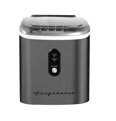 Frigidaire EFIC103 Ice Maker Machine Heavy Duty, 26lb Ice per Day, Black Stainless Steel