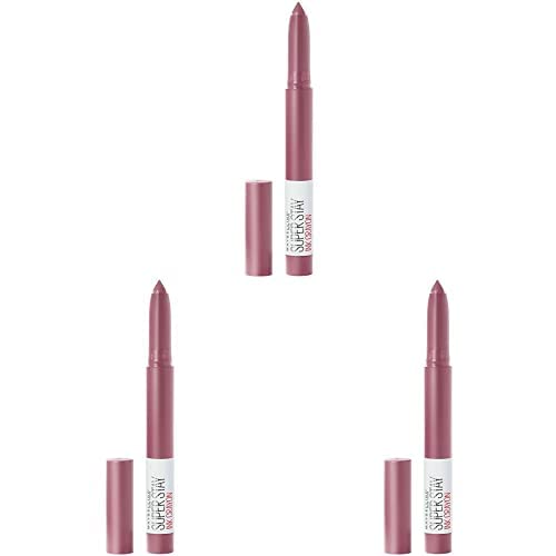 Maybelline Super Stay Ink Crayon Lipstick, Precision Tip Matte Lip Crayon with Built-in Sharpener, Longwear Up To 8Hrs, Stay Exceptional, Purple Beige, 0.04 oz (Pack of 3)