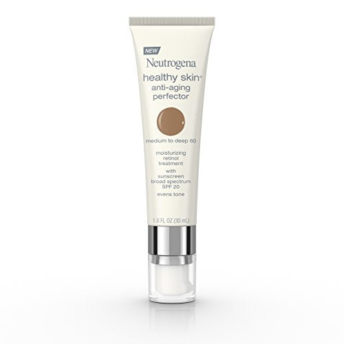 Neutrogena Healthy Skin Anti-Aging Perfector Tinted Facial Moisturizer and Retinol Treatment with Broad Spectrum SPF 20 Sunscreen with Titanium Dioxide, 60 Medium to Deep, 1 fl. oz