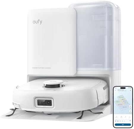 eufy Robot Vacuum E25, HydroJet System with Roller Mop, 20,000 Pa Turbo Suction, All-in-One Robot Vacuum and Mop Combo, Edge-to-Corner Cleaning, Zero-Tangle Design, AI Obstacle Avoidanced, White