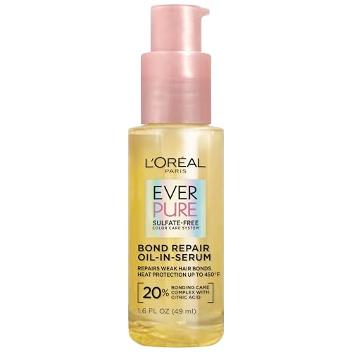 L'Oreal Paris Bond Repair Oil-in-Serum for Damaged, Color Treated Hair, Heat Protectant, Strengthens Weak Bonds, Intense Shine and Frizz Control, EverPure, 1.6 Fl Oz