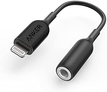 Anker 3.5mm Audio Adapter with Lightning Connector (Black), MFi Certified Lightning to Female 3.5mm Dongle, Supports Volume Control and Mic for Headphones, Earphones, Earbuds, and More.