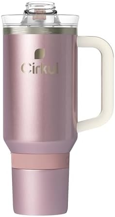 Cirkul 40oz. Rose Gold Stainless Steel Tumbler with Handle, All-Day StrawSip™, Double-Wall Insulated