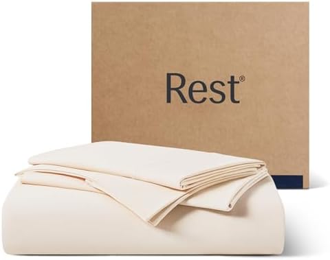 REST® Evercool®+ Starter Sheet Set, Queen, Ivory, Breathable Bed Sheets for Hot Sleeper and Night Sweats, with Pillowcases, with Ionic+ Self-Cleaning Silver Yarn for Sensitive Skin, 3PCS No Flat Sheet