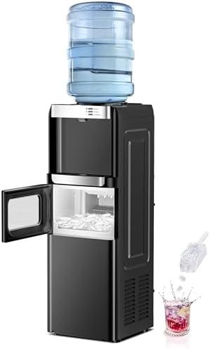 Euhomy Top Loading Water Cooler Dispenser with Ice Maker Machine, Hot & Cold Water Cooler for 5 Gallon Bottle, 33lbs Ice in 24Hrs, Child Safety Lock, Water Dispenser for Home, Office, Black