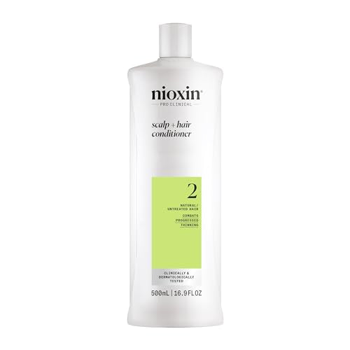 Nioxin System 2 Scalp + Hair Thickening Conditioner, For Natural Hair with Progressed Thinning, Boost Hair Density with Niacinamide & Biotin