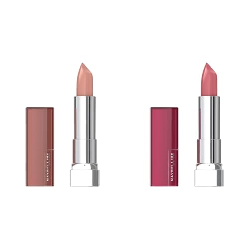 MAYBELLINE Color Sensational Lipstick Cream Hydrating Nude Lust Nude Pink Flush Punch Shades, 2 Count