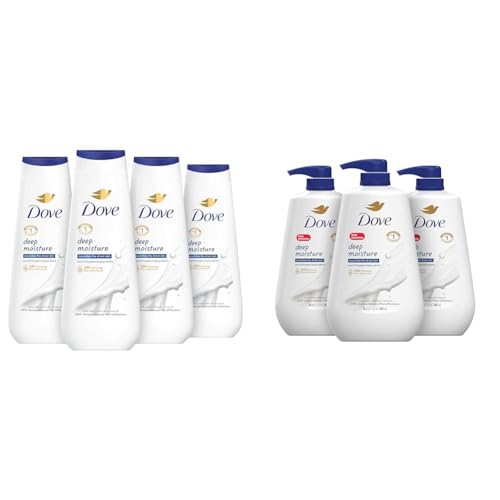 Dove Deep Moisture Body Wash For Dry Skin 4 Count 20 oz With Pump 30.6 Fl Oz Pack of 3