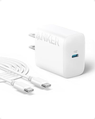 Anker 20W USB-C Fast Wall Charger for iPhone 15/15 Plus, iPad Pro/AirPods Pro 2 and More (5 ft Cable Included)