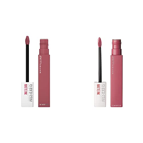 MAYBELLINE Super Stay Matte Ink Liquid Lipstick Makeup, Long Lasting High Impact Color, Up to 16H Wear, Lover Mauve Neutral and Ringleader Mauve Pink, 1 Count Each