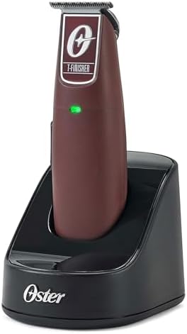 Oster Professional Cordless Hair Trimmer with Rechargeable Battery and Ergonomic Design, T-Finisher T-Blade Trimmer, Burgundy