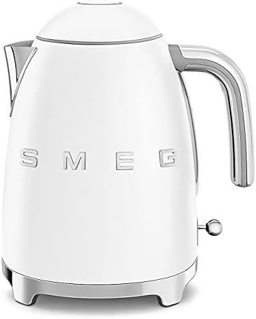 SMEG KLF03 7 Cup Electric Water Kettle, Retro-Style, Soft-Opening Lid, Auto Shut-Off, 360° Swivel Base – White