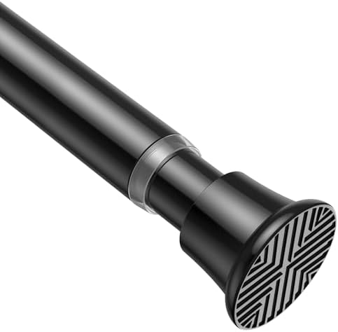 AIZESI Black Adjustable Tension Shower Curtain Rod, 31-77 Inch Spring No Drill Stainless Steel Shower Rods for Bathroom,Closet ,Window–Rust Resistant,Non-Slip