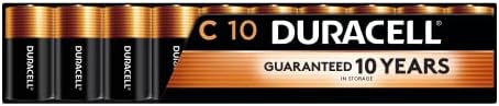 Duracell Coppertop C Batteries, 10 Count (Pack of 1), C Battery with Long-lasting Power, All-Purpose Alkaline C Battery for Household and Office Devices