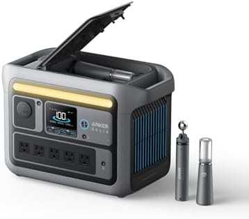 Anker SOLIX C800 Plus Portable Power Station, 1200W (Peak 1600W) Solar Generator with Camping Lights, 768Wh LiFePO4 Battery for Outdoor Camping, RVs, Road Trip, Power Outages (Optional Solar Panel) (Renewed)