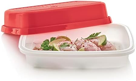 TUPPERWARE Brand Season-Serve Marinade & Food Storage Container with Lid - Dishwasher Safe & BPA Free - Large Size with Grid Design for Seasoning Meats, Fish & Vegetables