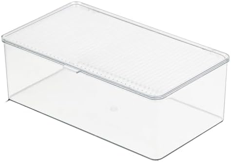 Clear Plastic Storage Bin with Lid, Makeuo Holder, Fridge Organizer, Refrigerator Organizers and Storage, Small Container for Pantry, Office, Dresser, Bathroom, Kitchen, Snack
