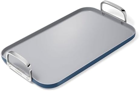 Caraway Double Burner Griddle - 19x12” Griddle Pan - Non-Stick Ceramic Coated - Non Toxic, PTFE & PFOA Free - Oven Safe & Compatible with All Stovetops - Navy