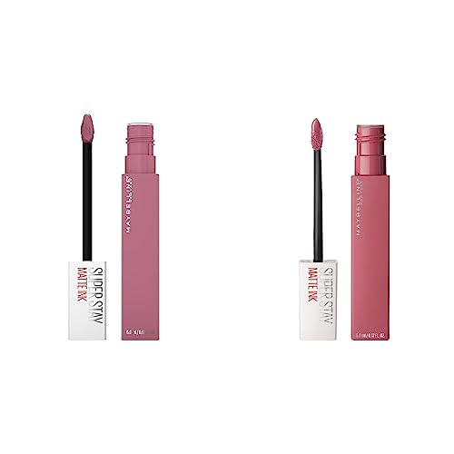 MAYBELLINE Super Stay Matte Ink Liquid Lipstick Makeup Bundle with Shades Lover and Revolutionary, Long Lasting High Impact Color, Up to 16H Wear, 1 Count Each