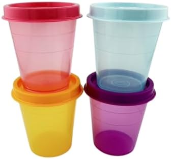 New Tupperware Tupperware Tupper Minis Midgets 2oz / 60ml Assorted Colors Container with Matching Seal Set of 4