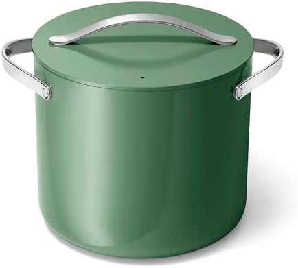 Caraway Stock Pot - 12 Qt Ceramic Coated Pot With Lid - Fee From Forever Chemicals - Large Pot for Bigger Batches - Sage