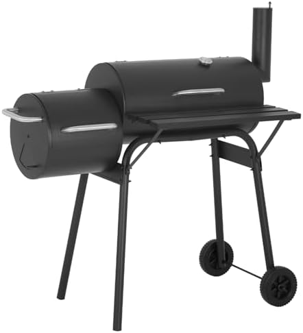 43-inch Charcoal Outdoor BBQ Grill - Portable Camping Grill for 6-10 People, Offset Smoker, Braised Roast, Patio and Backyard Picnic Grill
