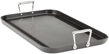 All-Clad HA1 Hard Anodized Nonstick Griddle 13x20 Inch Oven Broiler Safe 500F Pots and Pans, Cookware Black