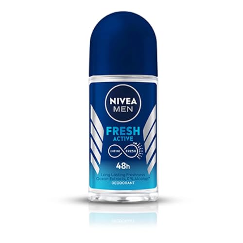 NIVEA FRESH ACTIVE, ROLL-ON – FREE ALCOHOL, ANTIPERSPIRANT DEODORANT, 48 HOURS PROTECTION, 1.7 OZ (Pack of 6) ,3