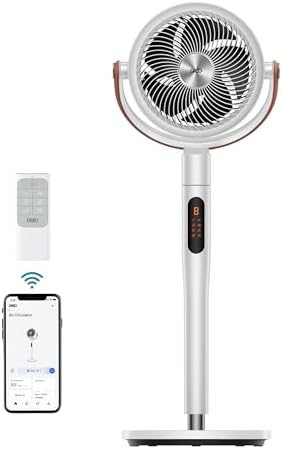 Dreo Fan for Bedroom, 100ft Standing Fan for Home, 120°+105° Smart Oscillating Pedestal Fans with Wi-Fi/Voice Control, DC Motor, 43'' Quiet Fan, 6 Modes, 8 Speeds, Adjustable Height, PolyFan 513S