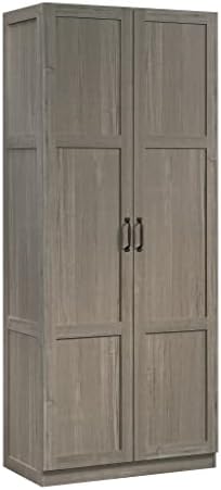 Sauder Select Storage Cabinet, Pantry Cabinet Kitchen Storage with Adjustable Shelves, Bathroom Storage Cabinet, in Silver Sycamore