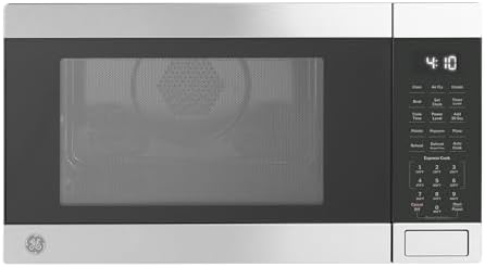 GE GCST10A1WSS 4-in-1 Microwave Oven, 1,050 Watts Air Fryer, Broiler & Convection Mode, Child-Lock Technology, Kitchen Essentials for The Countertop or Dorm Room, 1.0 Cu. Ft, Stainless Steel