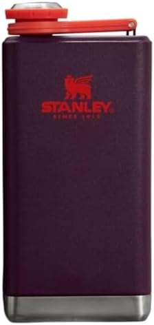 Stanley Adventure Pre-Party Flask 8 oz | Leakproof Hip Flask | Hinge Connected Never Lose Cap | Insulated Stainless Steel Liquor Container | BPA-Free | Plum