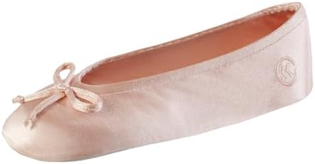 isotoner Women's Satin Ballerina Slippers with Soft Tie Bow and Suede Sole