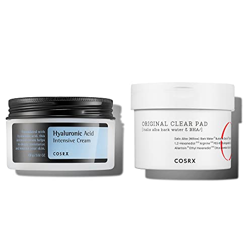 COSRX Easy Pore Erasing Set | Hyaluronic Acid Intensive Cream & Original Clear BHA Pad, Hydration and Gentle Exfoliation for Sensitive Skin, Prevent Breakouts, Korean Skin Care