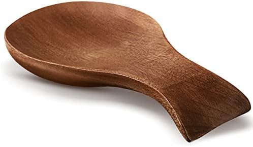 Acacia Wood Spoon Rest for Stove Top Bamboo Holder for Spatula Wood Rest for Kitchen, Counter Spoon Holder for Countertop, Tong, Modern and Rustic for Farmhouse as a Dining Table Decor(Brown)