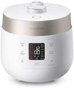 CUCKOO Twin Pressure Rice Cooker 10-Cup Uncooked / 20-Cup Cooked with Nonstick Inner Pot, Large Rice Maker & Warmer with 16 Menu Options, Open Cooking Mode, Voice Guide, White (CRP-ST1009FW)