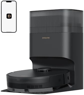 dreame D20 Plus Robot Vacuum and Mop, 13,000Pa Suction, Self-Emptying with 5L Dust Bag, DuoBrush for Pet Hair, LDS Mapping, App & Voice Control, Ideal for Hard Floors & Carpets (Black)