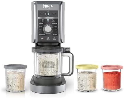 Ninja CREAMi Deluxe Ice Cream & Frozen Treat Maker, Includes (4) Family-Sized 24 oz. Tubs, for Ice Cream, Sorbet, Milkshakes, Frozen Yogurt, & More, 11-in-1, XL Capacity, Silver