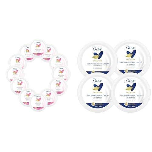 Dove Nourishing Body Care Beauty Cream, 12-Pack and Rich Nourishment Cream for Extra Dry Skin, 4-Pack