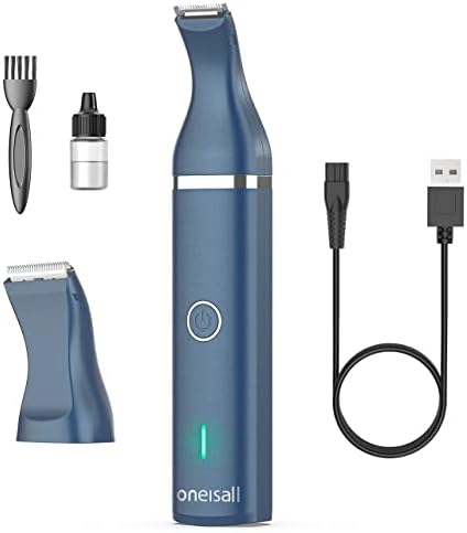 oneisall Dog Clippers with Double Blades,Cordless Small Pet Hair Grooming Trimmer,Low Noise for Trimming Dog's Hair Around Paws, Eyes, Ears, Face, Rump (Teal)