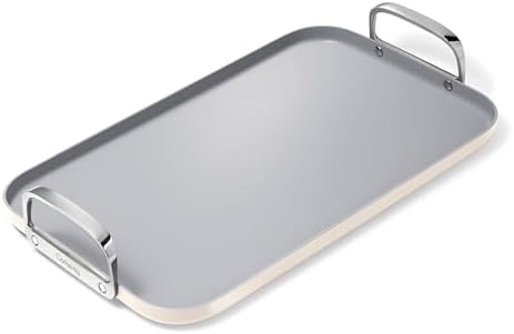 Caraway Double Burner Griddle - 19x12” Griddle Pan - Non-Stick Ceramic Coated - Non Toxic, PTFE & PFOA Free - Oven Safe & Compatible with All Stovetops - Cream